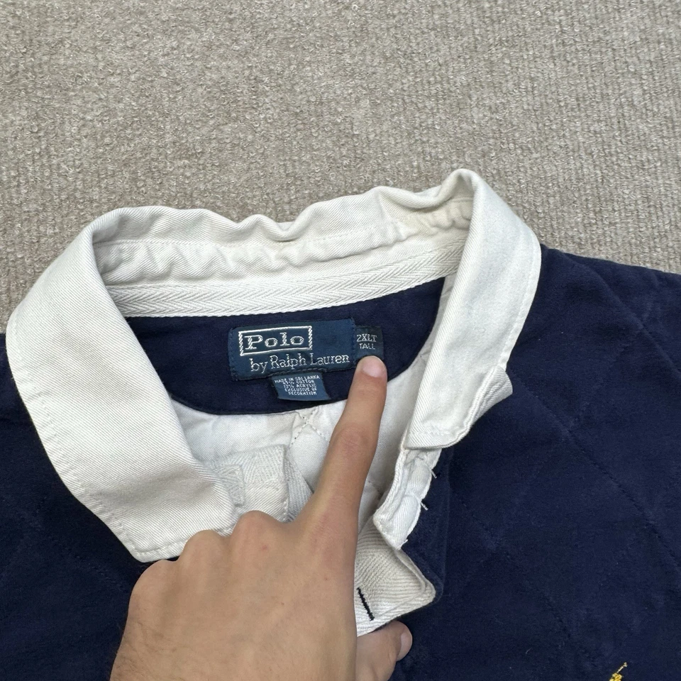 VTG Polo Ralph Lauren Rugby Polo Shirt Mens 2XLT Pony Padded Shoulder Elbow - Image 3 of 4