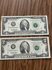 Lot of 2 US $2 Federal Reserve Notes Series 1995 Jefferson Banknotes — photo 1