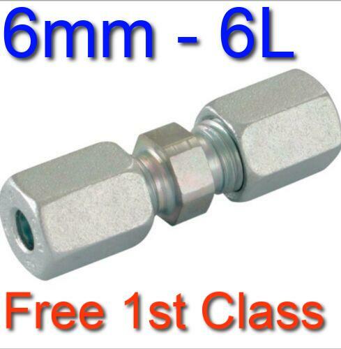 6L EQUAL STRAIGHT HYDRAULIC COMPRESSION FITTING/COUPLING TUBE PIPE ...