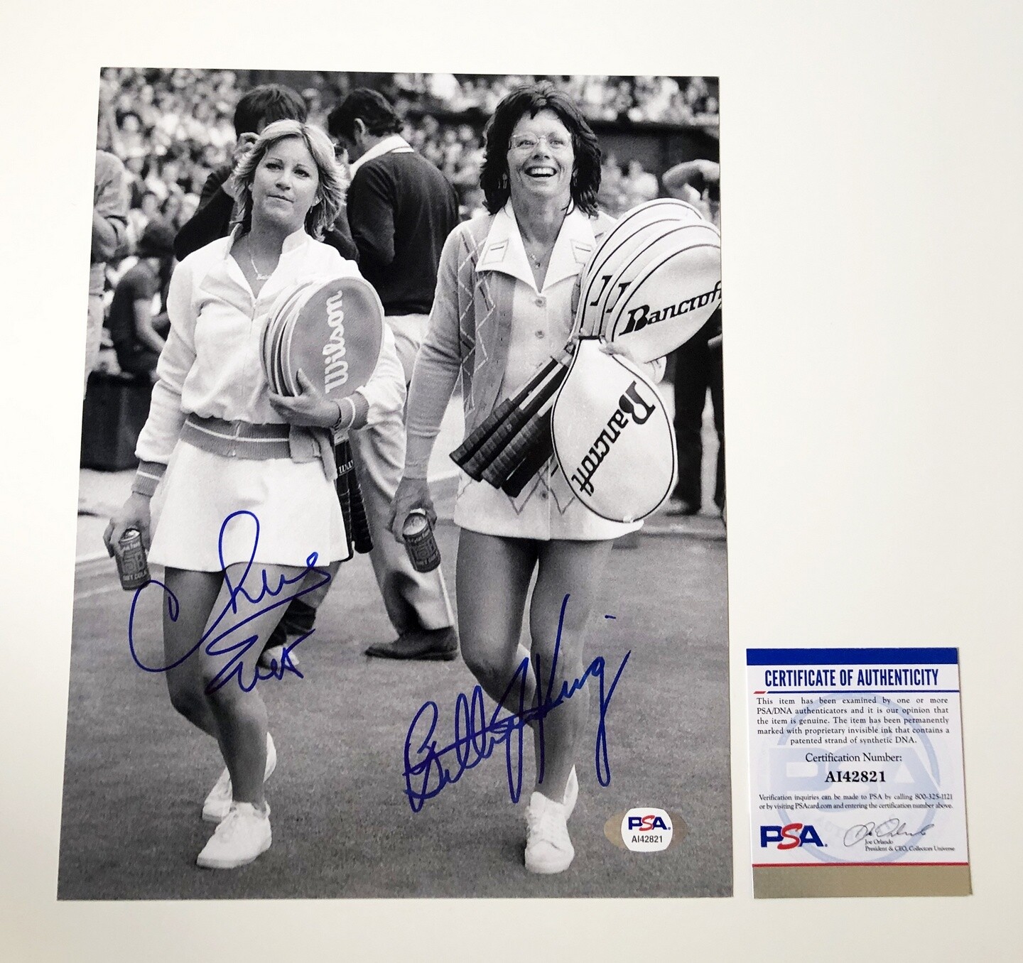 Billie Jean King and Chris Evert Signed 8x10 Photo 3 PSA/DNA COA