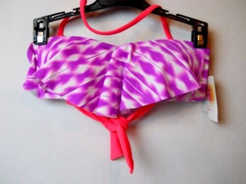 Hula Honey LILAC Juniors Printed Flounce Bikini Swim Top, US Large - Bild 3 von 4