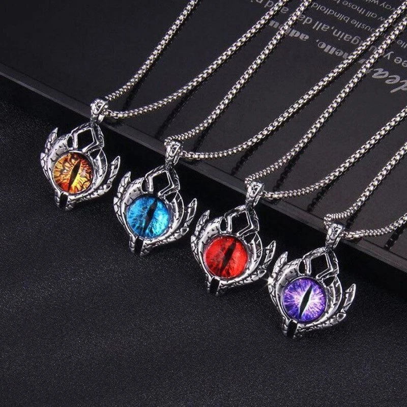 Collar Colgante Calavera Mal de Ojo Retro Acero Inoxidable Mujeres Hombres Joyería de la Suerte Foto 2 de 4