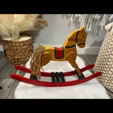 Vintage 1990  s 90s Rocking Horse Small Tiny Handmade Painted Wooden