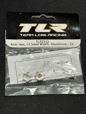 Team Losi Racing 22 2.0 TLR2932 Rear Hex, +1.5mm Width, Aluminum: 22