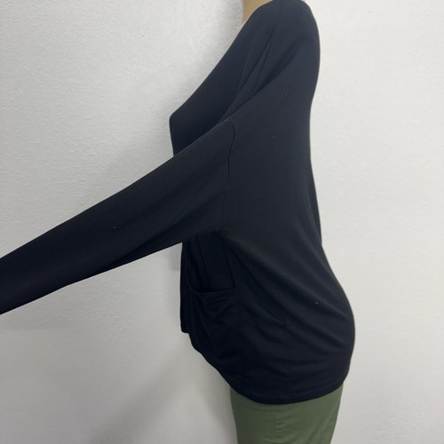 Camisa túnica Eileen Fisher negra de un solo bolsillo suave para mujer talla M informal leer - Imagen 3 de 19