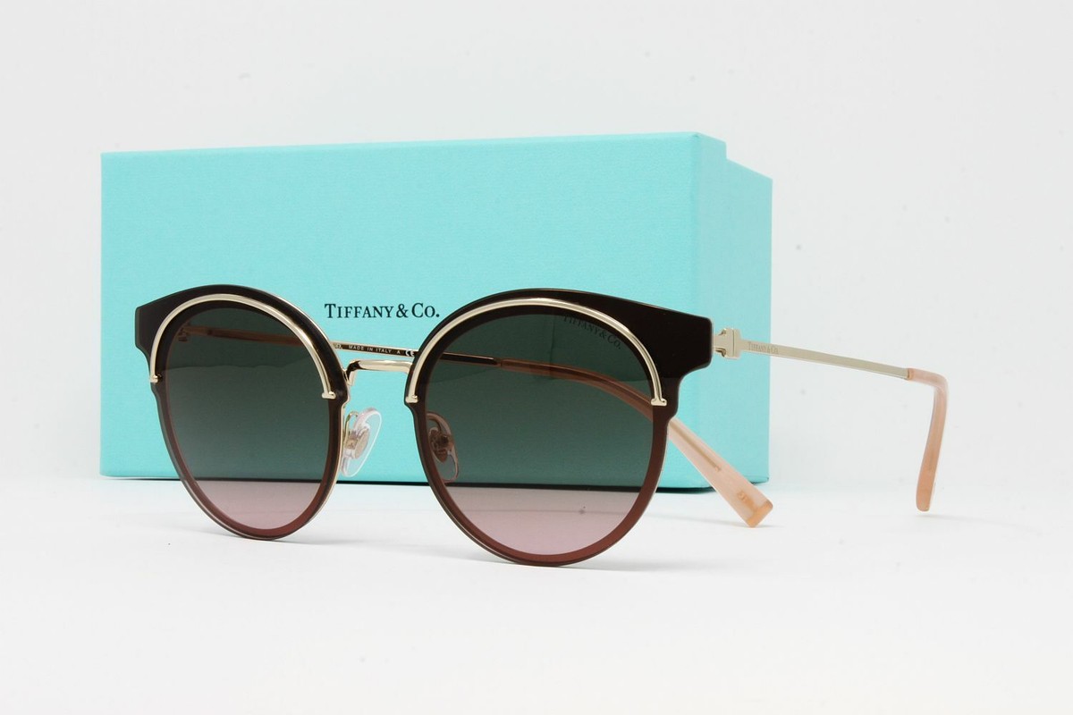Tiffany Women's Round Sunglasses TF3061 6131F5 Pale Gold 64mm New