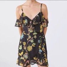 NWT Urban Outfitters Teanna Floral Ruffle Cold Shoulder Mini Dress Women's Small