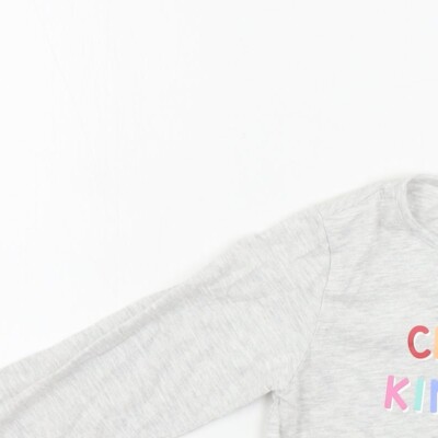 T-shirt Fille Primark Gris Col Rond - Taille 4-5 Ans - Coton Doux