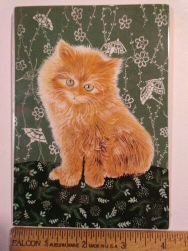 Azulejos de cerámica naranja pelo largo gatito decoración de pared arte colgante - Imagen 3 de 5