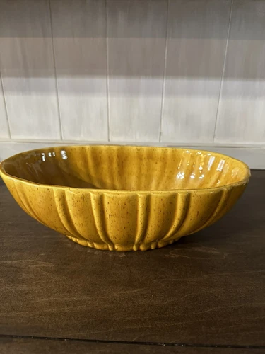 Vintage Haeger USA Large Butterscotch Mustard Speckled Oval Planter #4020-C