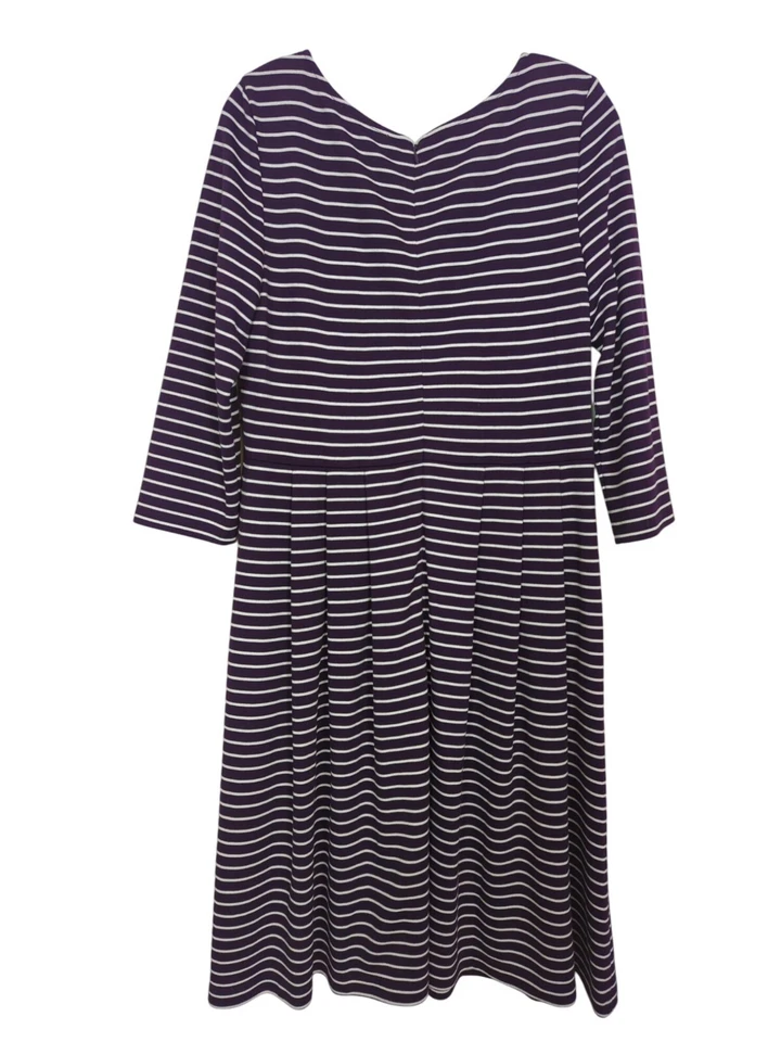 Vestido Coldwater Creek Ponte Tejido Rayas Borgoña Blanco Mangas 3/4" Talla 14 Foto 3 de 4