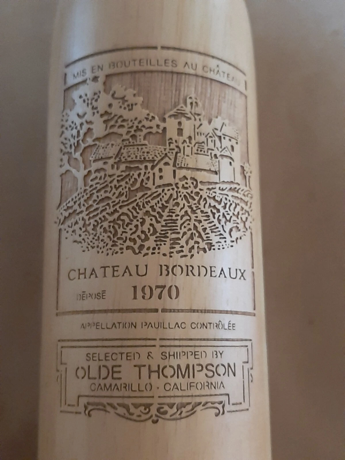 Vintage Olde Thompson 1970 Chateau Bordeaux Wine Bottle Pepper Mill Grinder Wood