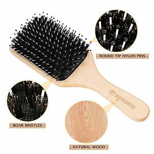 Hair Brush Sosoon Boar Bristle Paddle Hairbrush for Long Thick Curly Wavy Dry