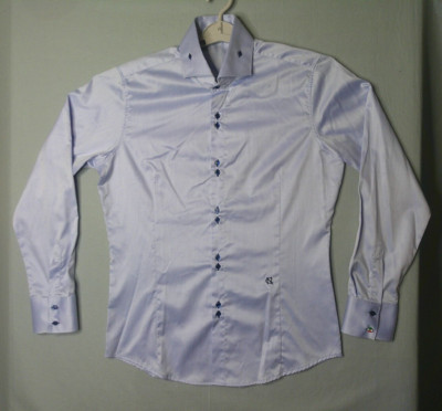 Nara Camice Dress Shirt Men Large Blue Double Button Rare Unique Italy Made Club