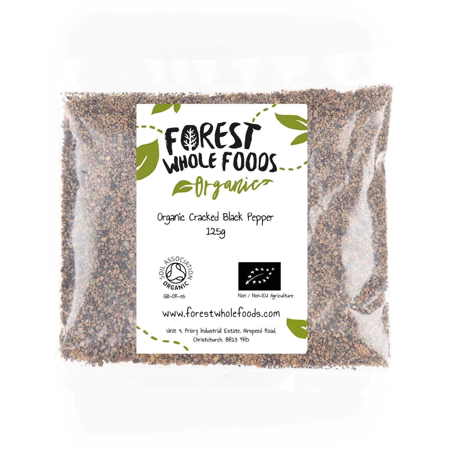 Organic Cracked Black Pepper (coarsely ground) 125g - Forest Whole Foods