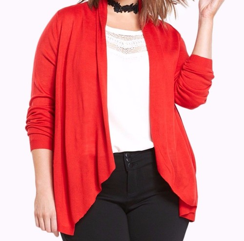 Torrid Draped Open Front Cardigan Red 
