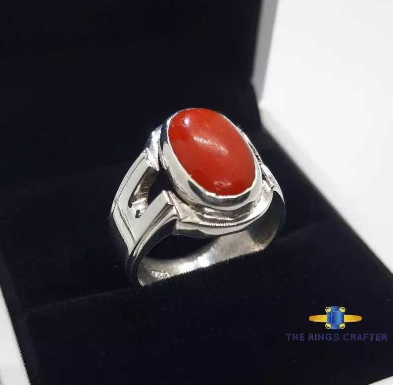 Natural Japanese Momo Coral Ring Red Coral Moonga Ring Marjaan
