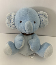 Fisher Price Blue Elephant Plush 6" Lovey Stuffed Animal 2012 Mattel Toy Collar
