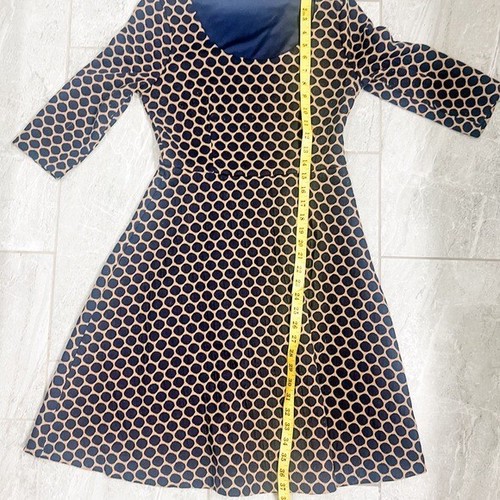 Boden blau-gelb Wabenmuster Fit and Flare 3/4 Arm Kleid Größe 6 L - Bild 5 von 7