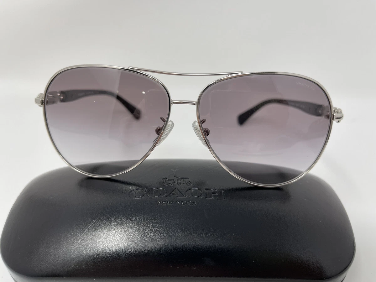 COACH Sunglasses HC 7060 901511 Silver Black 59 11 135 Aviator Rare