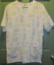 Disney Women's Tinkerbell Short Sleeve Nursing Medical Scrub Top Size S