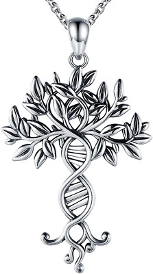 Tree of Life Infinity DNA Neckalce 925 Sterling Silver Double Helix Celtic Famil