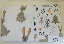 Bassinet Fitted Sheets Organic Cotton Wooly Heroes Woodland Animals Pack Of 2