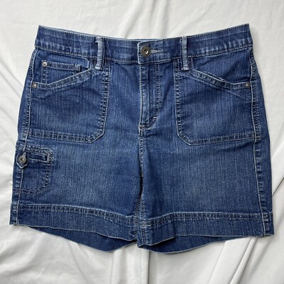 Gloria Vanderbilt Denim Shorts Elastic Waist Mid Rise Blue Women's