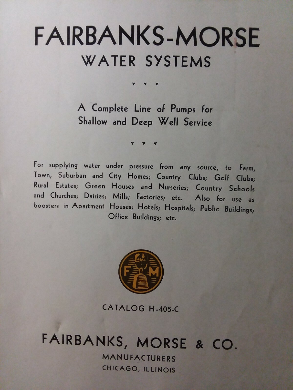 Fairbanks Morse 1935 Water Systems Sales Brochure Catalog Shallow Deep Well  Pump | eBay