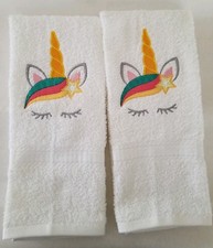 PERSONALIZE MAGICAL UNICORN HORSE STAR WHITE BATH HAND TOWEL SET GYM