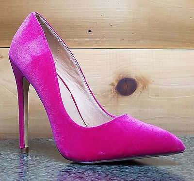 Liliana Fuchsia Velvet Single Sole Pointy Toe Pump 5