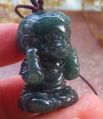 Video Certified A Jade jadeite Pendant Su Wu Kong Monkey No Listen 猴子 696481 AS