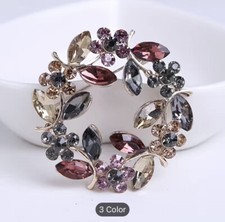 Fashion Jewellery Ladies Girls Rhinestone,sapphire Flower Brooch Pin 1pcs