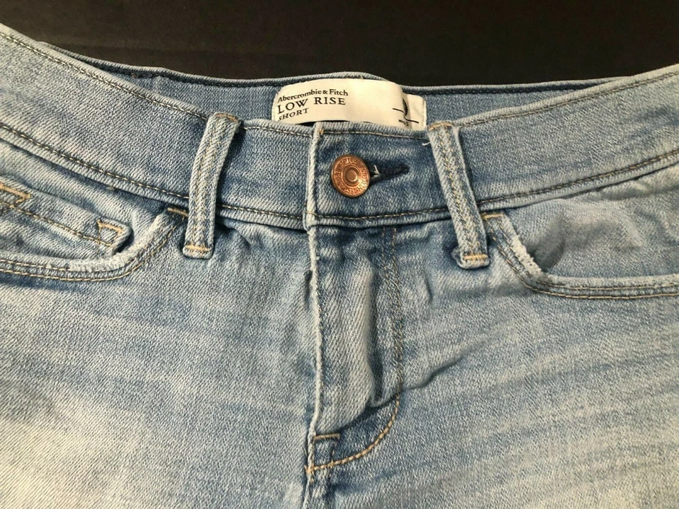 Y2K Abercrombie Fitch Jean Shorts SZ 0  Low Rise Shorties 25 Denim Women Stretch - Image 3 of 4