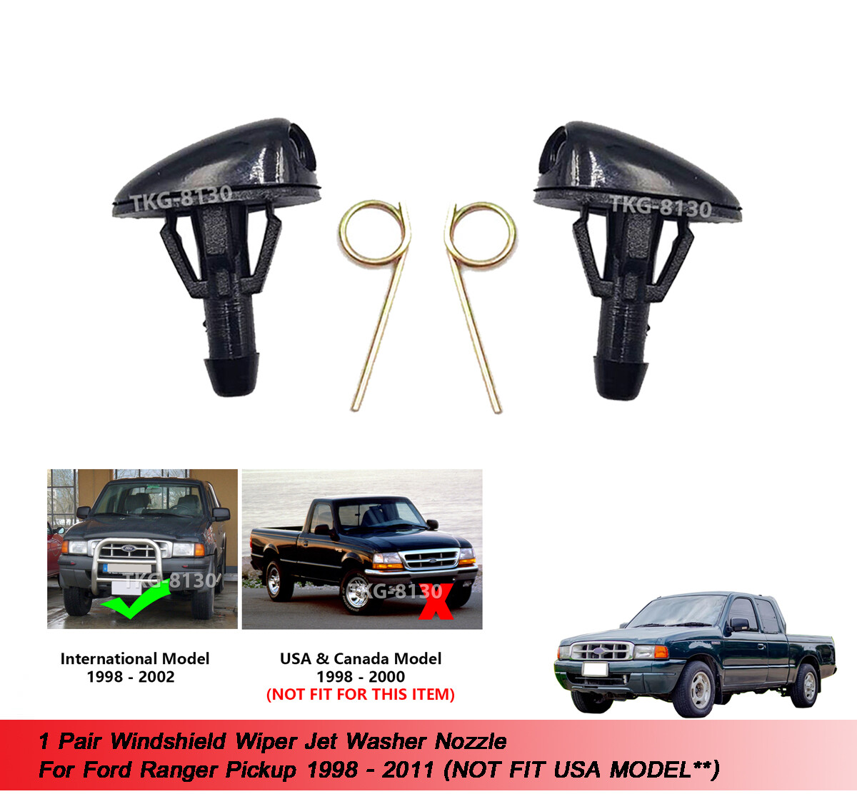 フロントシェル 見本 Windshield Wiper Jet Washer Nozzle Fit Ford Ranger Inter Model