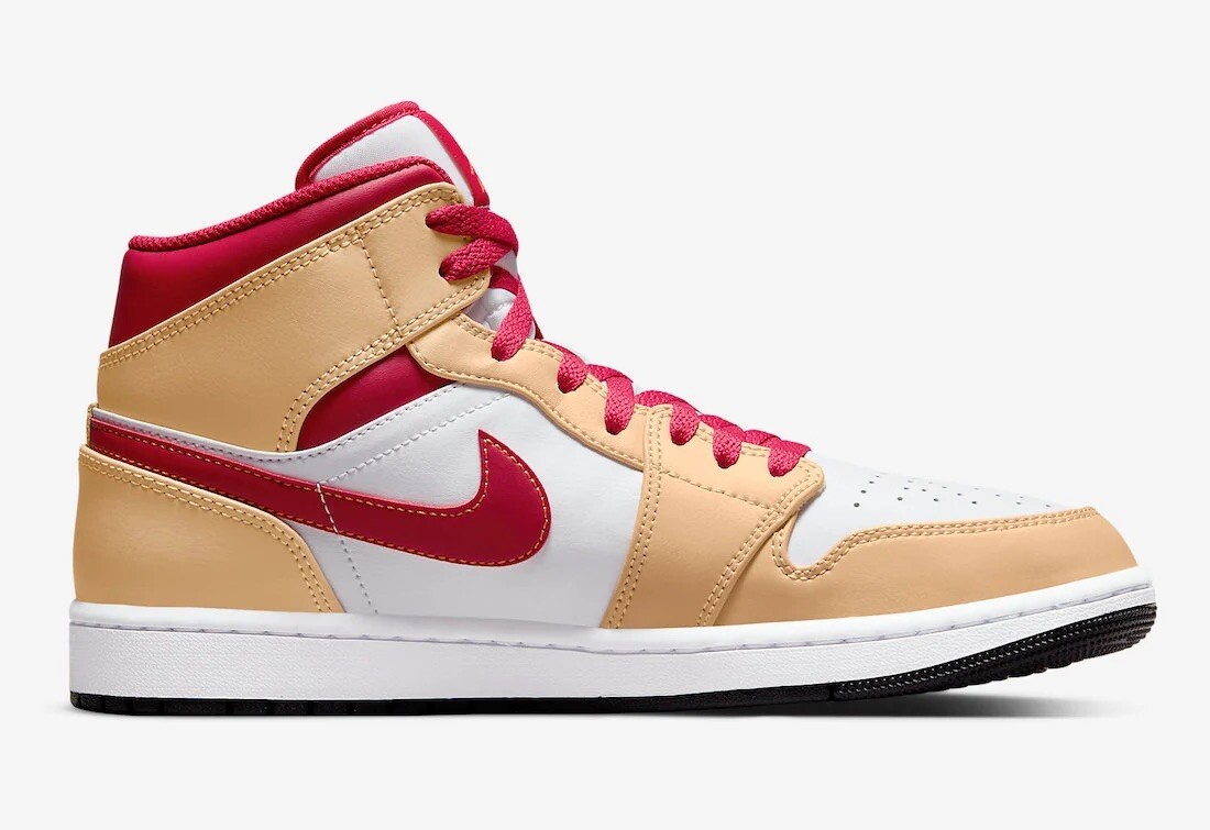 Nike Air Jordan 1 Mid Mens Size 8. Cardinal Red Beige 554724-201 