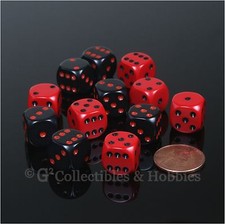 NEW 12 ROUNDED EDGE 12mm Dice Set - 6 Black 6 Red RPG MTG WARHAMMER Game D6