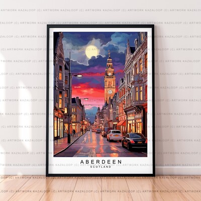 Aberdeen Art Illustration Print Unframed Aberdeen Scotland Travel Poster Decor