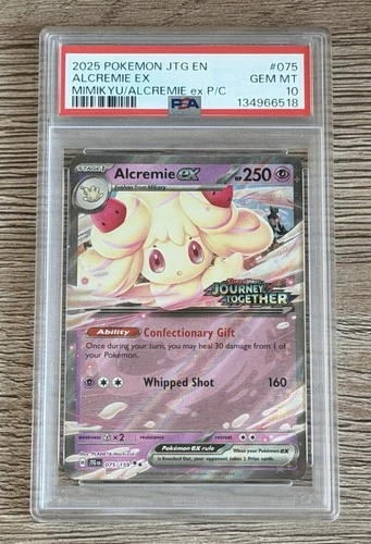 2025 Pokemon SV Journey Together JTG EN Alcremie ex Stmped Promo #075/159 PSA 10
