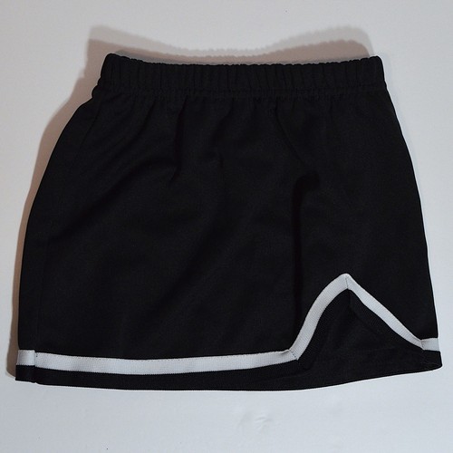Augusta Sportswear Athletic Cheer Skirt Size Small Black Youth Girls White Trim