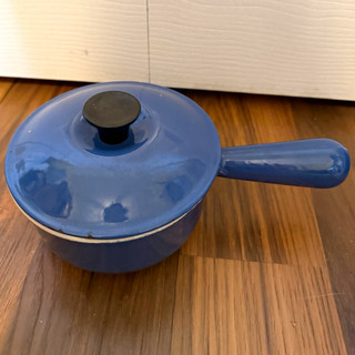 Big Le Creuset sauce pan blue with lid #14 hollow handle France cast iron