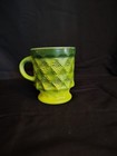 Vintage Anchor Hocking Fire-King Kimberly Diamond Glass 8oz Green Coffee Mug — photo 1