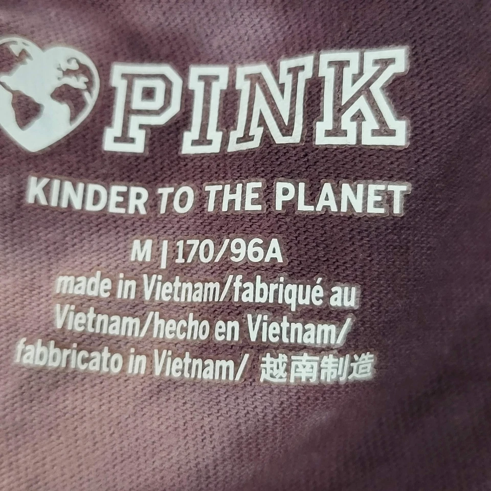 PINK Women Shirt M Purple Tie-Dye Logo Left Sleeve Embroidery V-Neck - Image 4 of 4