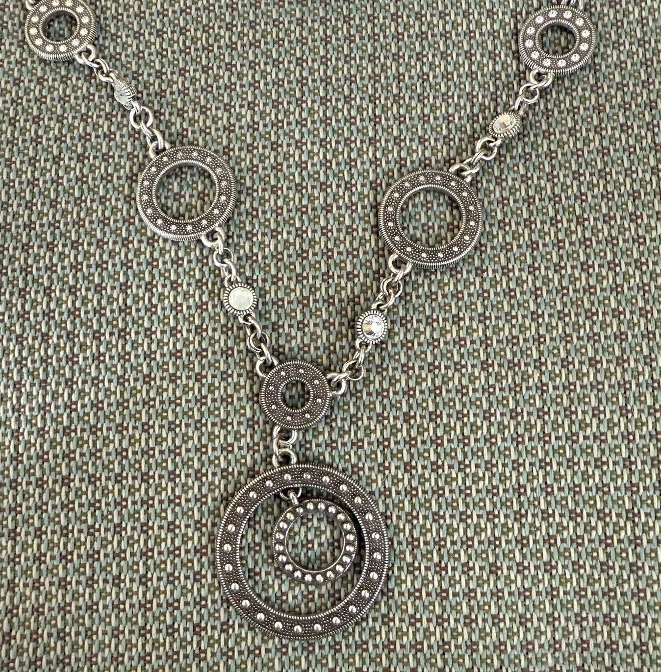 Brighton Silver tone Multi Circle Rhinestone Doub… - image 3