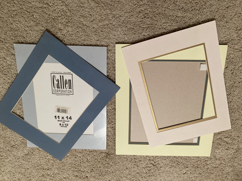 Lot 4 Pre Cut Mats used in framing artwork - 2 single and 2 double mats Colored