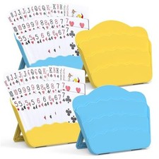 Playing Cards Holders Stands Decks w/Foldable Tabletop Stand, 2 Blue  2 Yellow