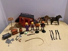 Playmobil Vintage Wells Fargo Stage Coach Lot- Wagon,People,Horses & Accessories
