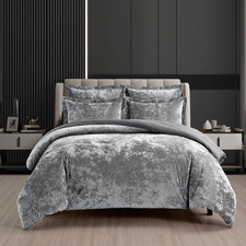 Distressed Velvet Comforter Set, 5 Pieces Dark Grey Queen, Distressed Velvet Fac