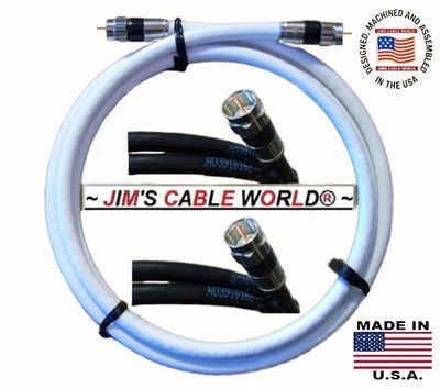 JIMS CABLE WORLD 6' 7' 8' 9' 10' 12' 15' 20' 25 Foot RG~6 75Ω Coaxial Coax Cable