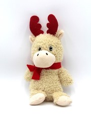 Greenbrier International 12" Holiday Moose Plush Reindeer W/ Red Scarf Christmas